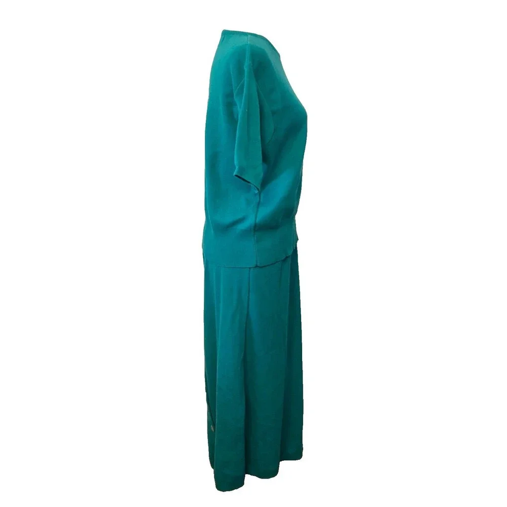 NWT Vtg American Knitworks 100% Cotton 4pc Lot Dress Skirt Cardigan Top Green Lg